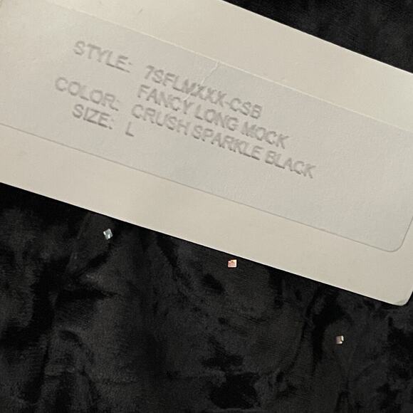 Skea Shimmies Velvet Long Mock Neck Black Sparkle Dance Ski Whimsigoth Large NWT - Picture 7 of 8